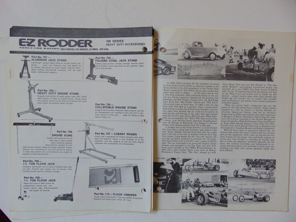 Vintage Original 1970s E.Z Rodder Race Tools Catalog