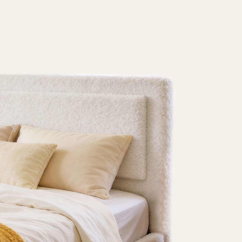 King Upholstered Bed Frame with Adjustable Headboard No Box Spring Needed Beige