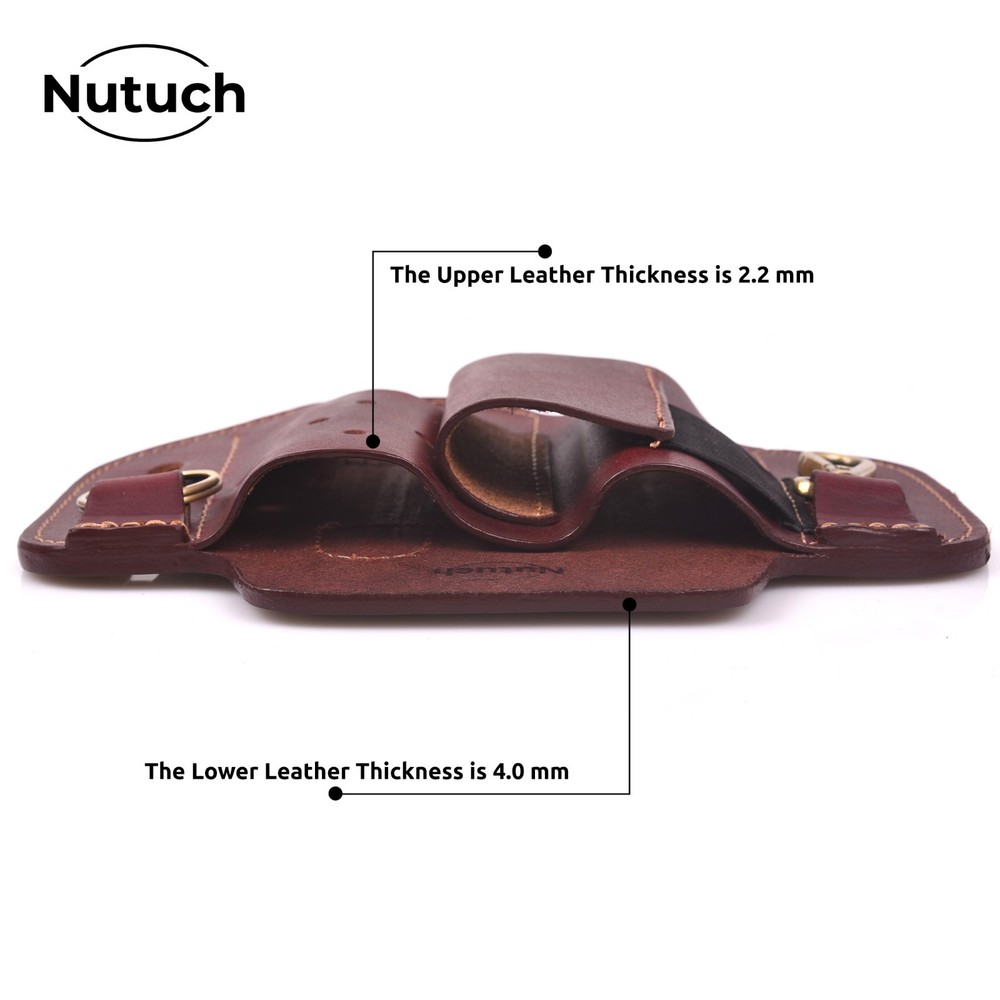 NUTUCH Leather EDC Multitool Sheath | Leather EDC Belt Organizer | Flashlight