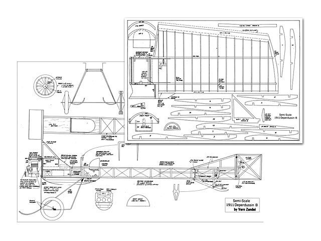 Deperdussin B 56" Wingspan RC Model Airplane Printed Plans & Templates
