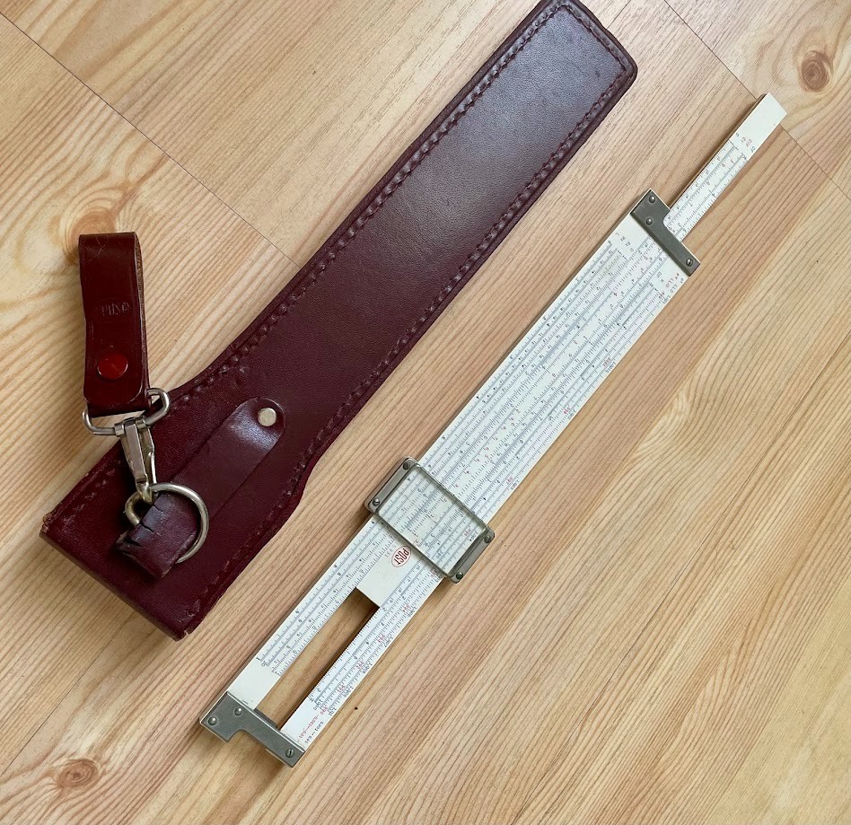 Vintage SLIDE RULE Versalog 1460 Frederick Post 12" Leather Case Engineering