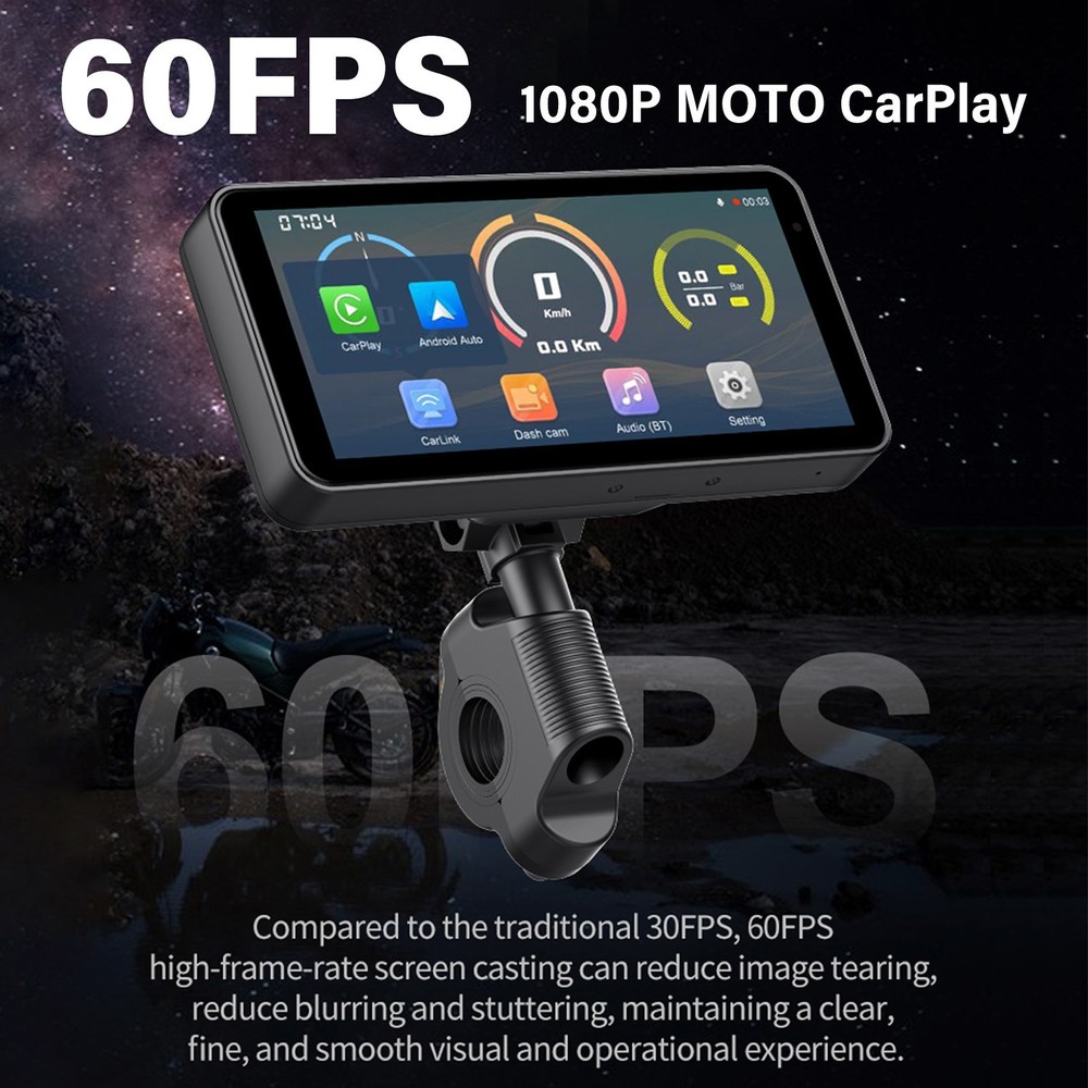 6.25" Motorcycle GPS Navi Wireless Carplay/Android Waterproof Bluetooth w/Camera