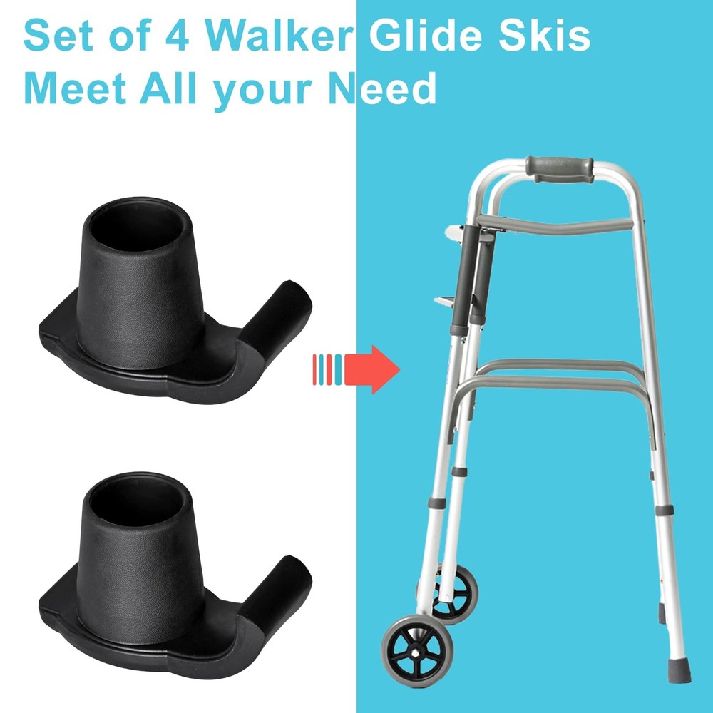 Dotday 4 Pack Walker Skis Glides for Folding Walkers, Essentials Universal