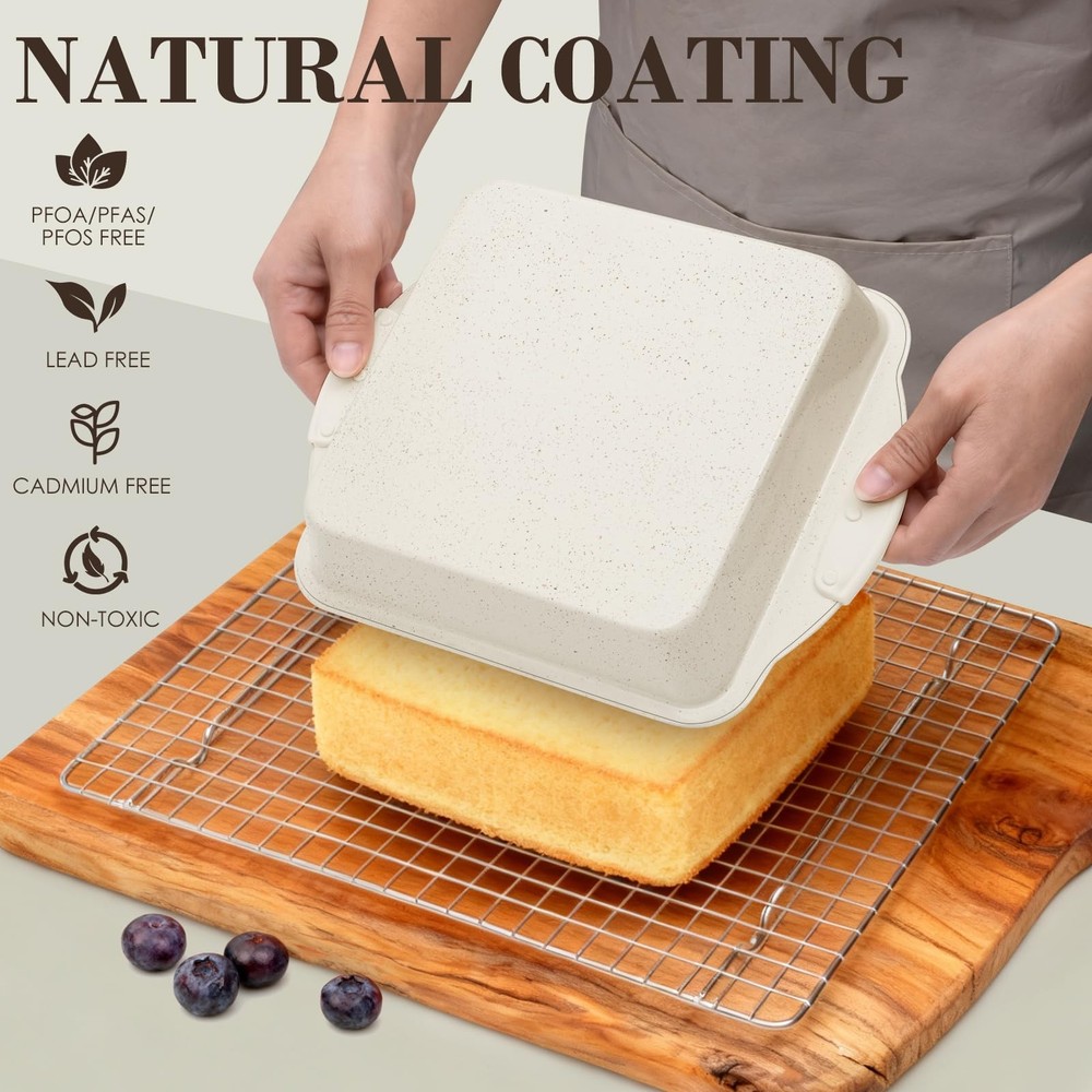 Baking Pans Set Nonstick, Stackable Bakeware Sets with Silicone 22PCS, Cream