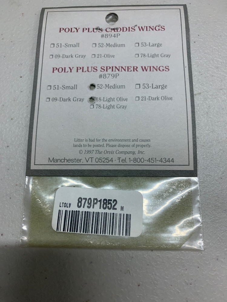 Orvis Poly Plus Spinner Caddis Wings Light Olive