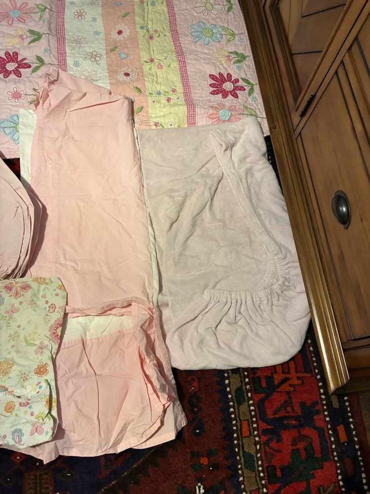 Pottery Barn Crib Floral Pink Set