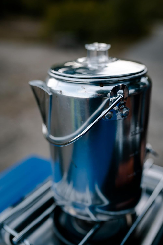 Aluminum Percolator Coffee Pot with Wire Handle, 8-Cup Capacity