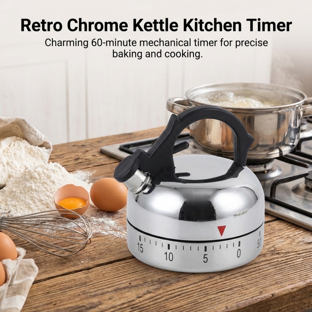 Mechanical Kitchen Timer with Mini Teapot Design for Accurate Timing Model T401