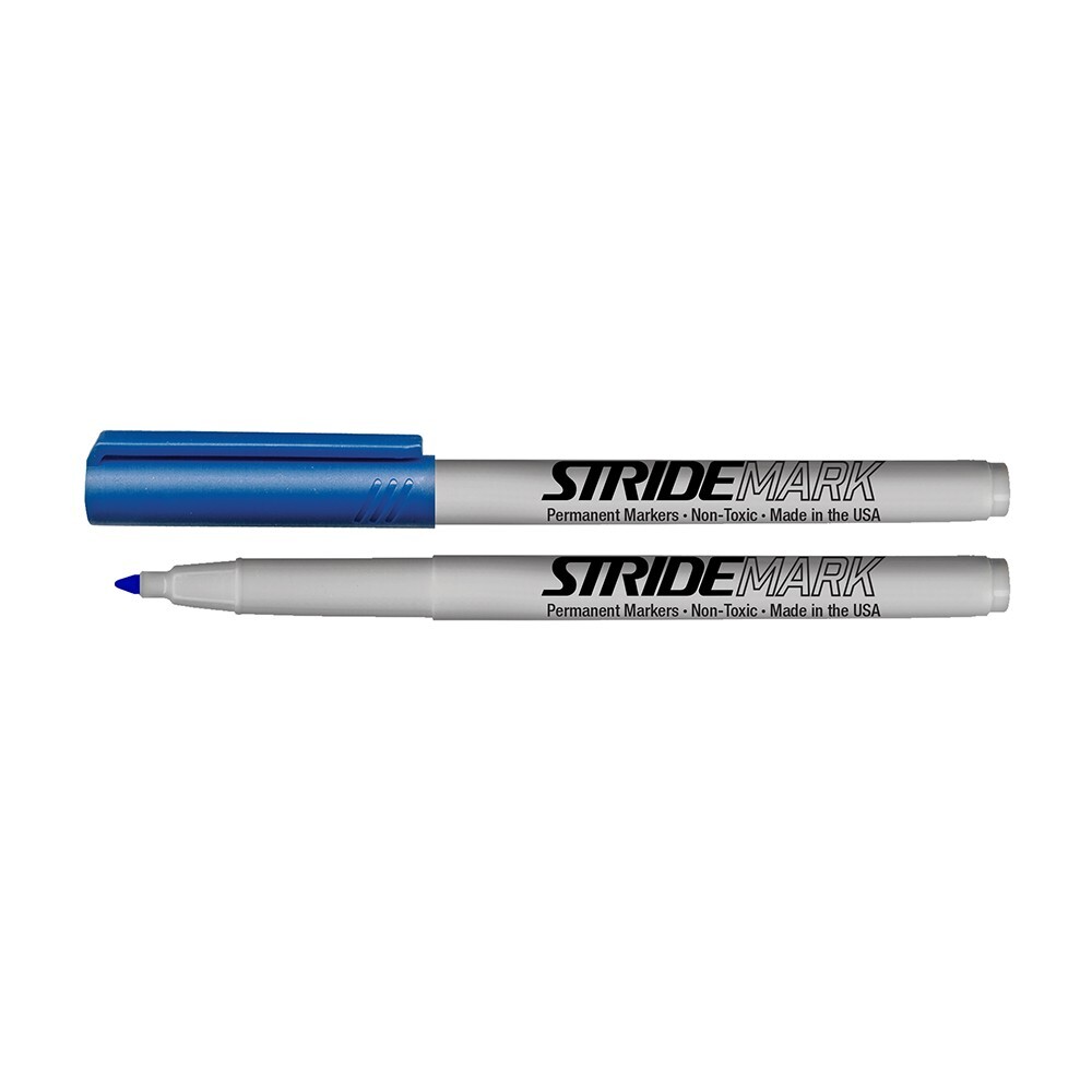 StrideMark Permanent Marker, Fine Point, Blue Ink. 12/Pack, #27002