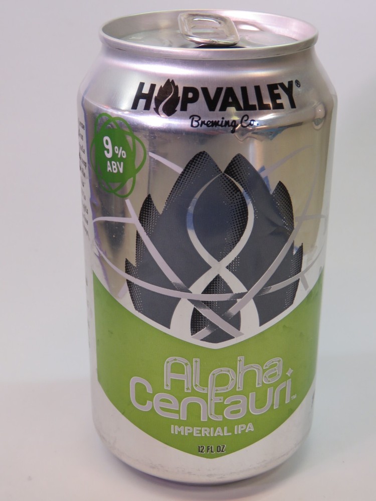 Craft BEER Empty Can ~ HOP VALLEY Brewing Alpha Centauri 2x IPA ~ Eugene, OREGON