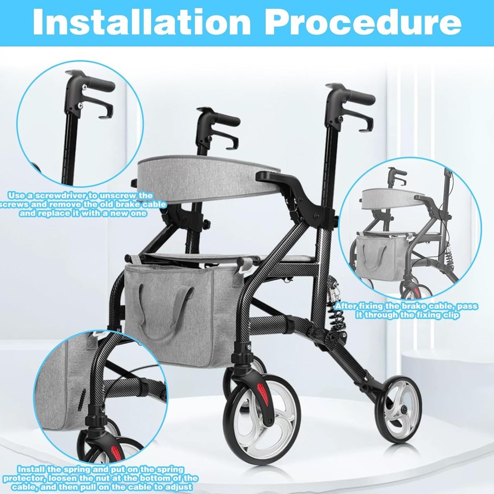 Brake cable parts for rollator walker