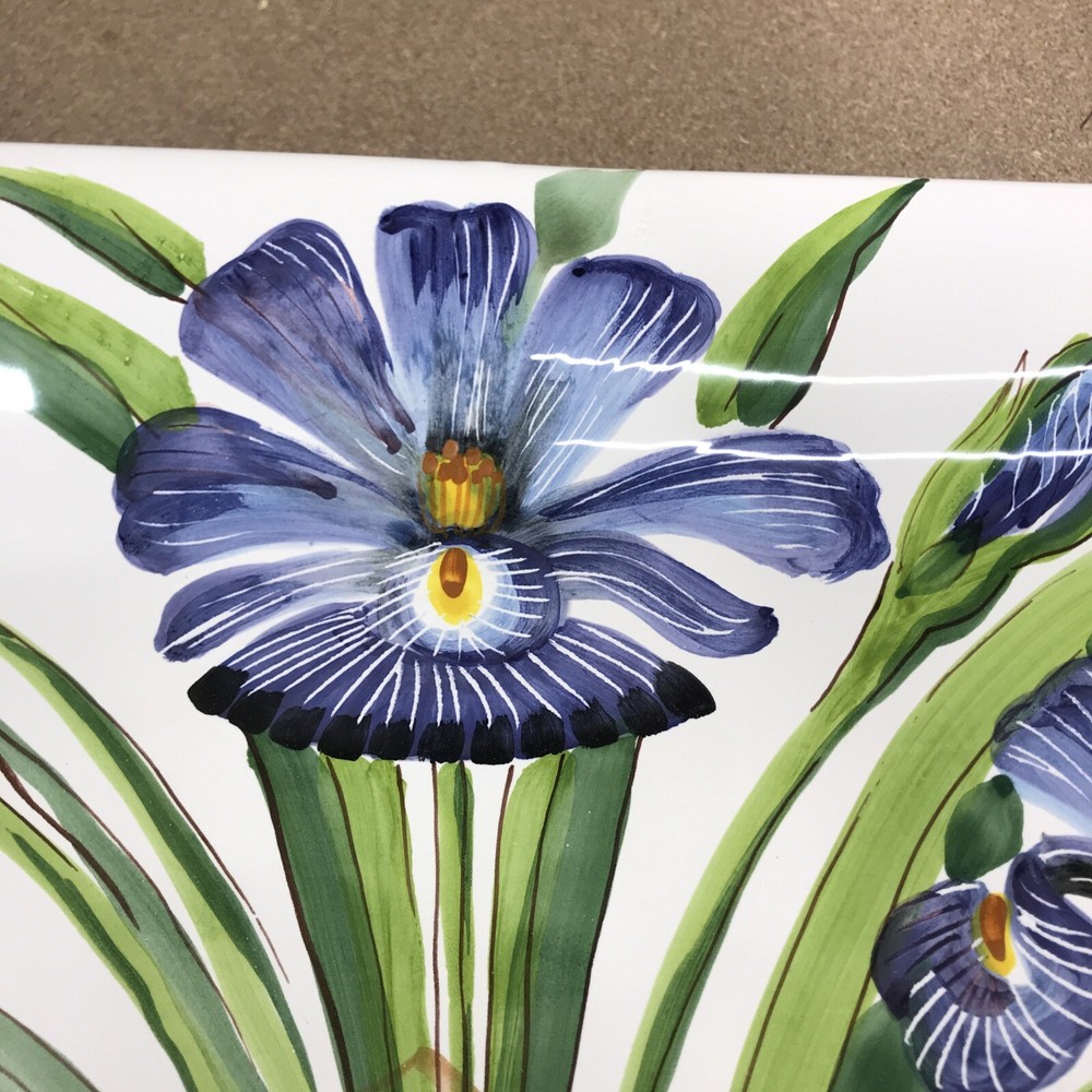Vietri Wall Plates Iris Handled Rectangular Platter Flowers Italy WAL-7824