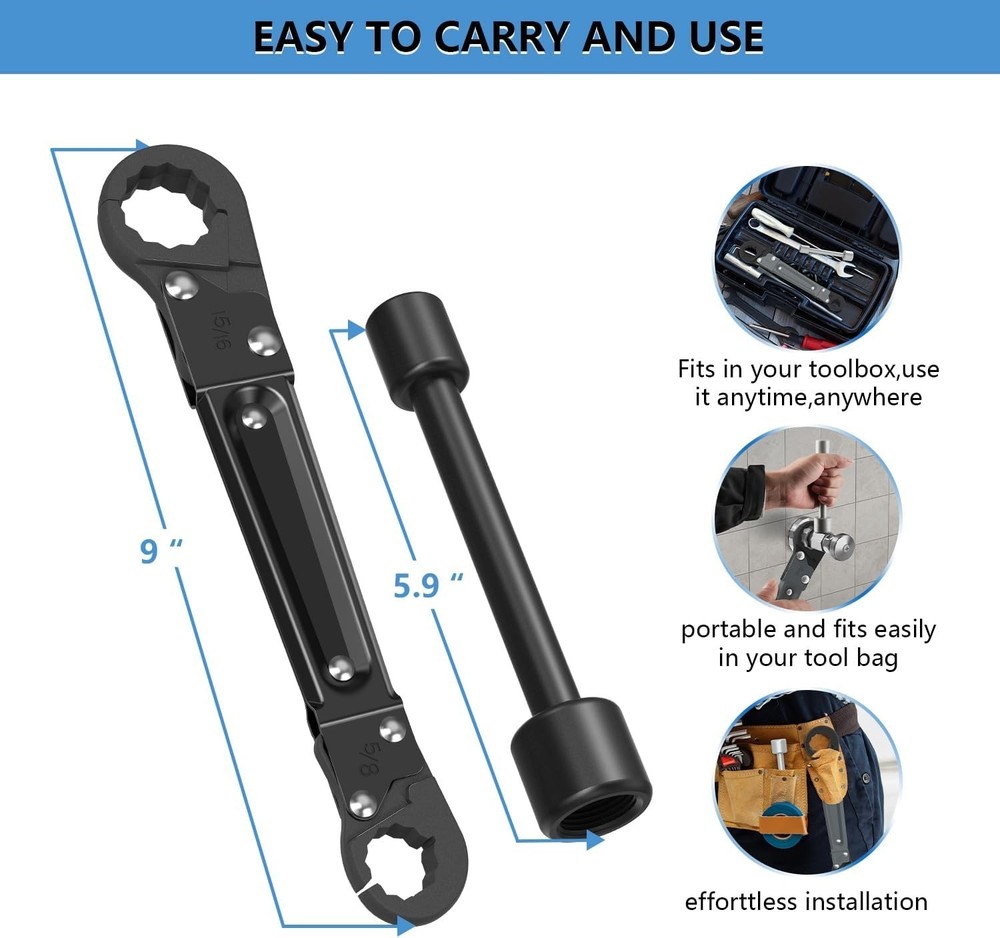 Angle Stop Wrench Kit for Professional Plumbers Compact Adjustable Plumbing Tool