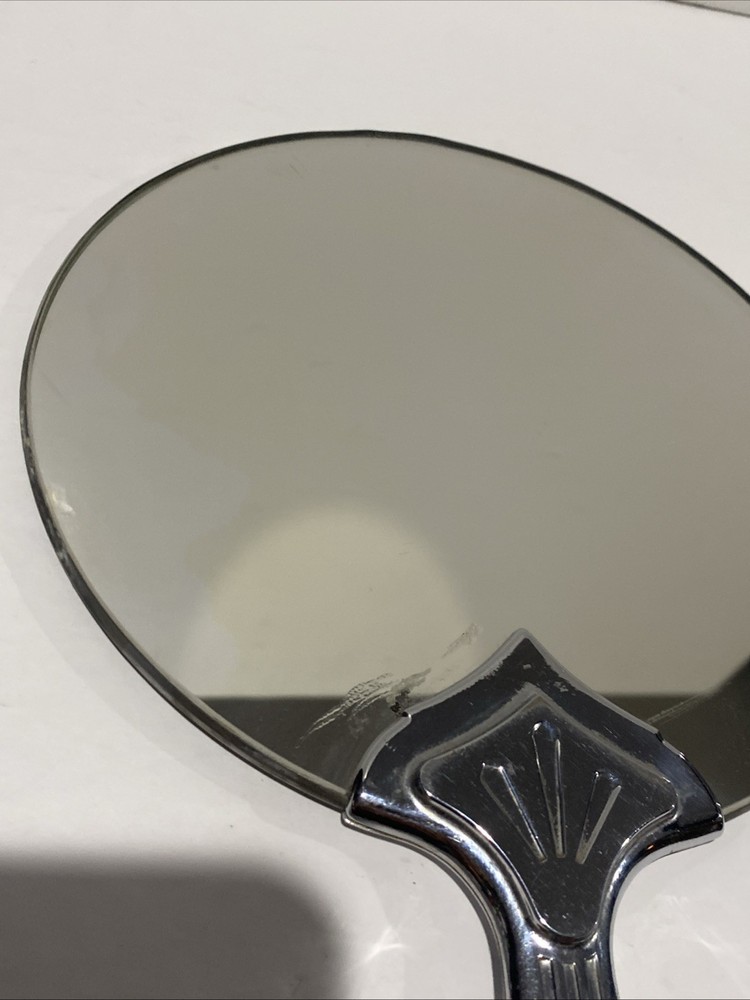Vintage Silver Tone Hand Held Mirror