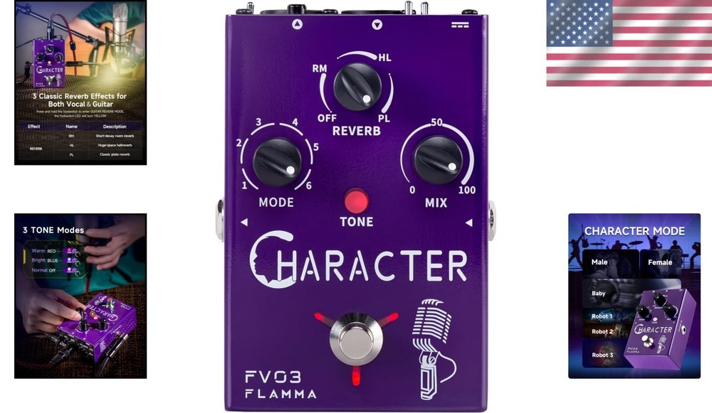 Customizable Vocal Effects Processor with 3 Reverb Options for Enhanced Sound-