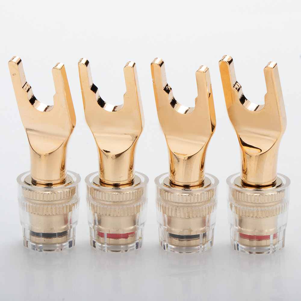 4PCS Y Spade Plug to 4mm Female Banana Jack Socket Speaker Cable Fork Connector