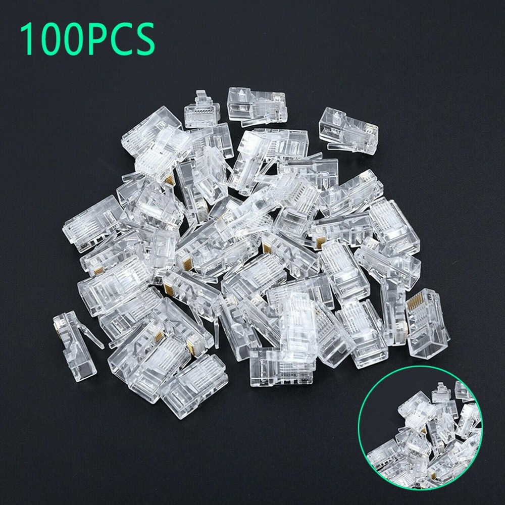 100 Pcs RJ45 Network Shielded Modular Plug CAT5e 8P8C Connector End Pass Through
