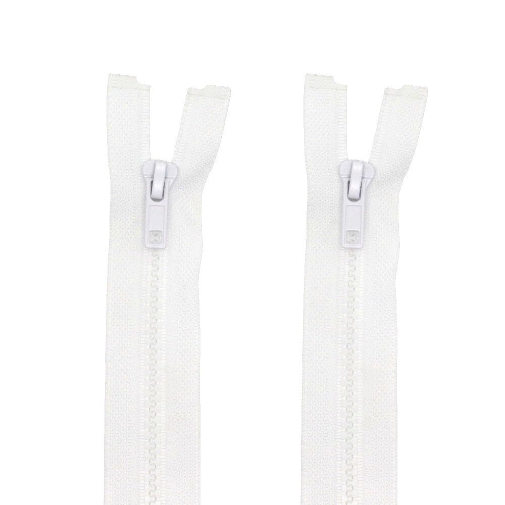 2pcs 27" Jacket Zippers #5 Molded Plastic Separating Zippers White