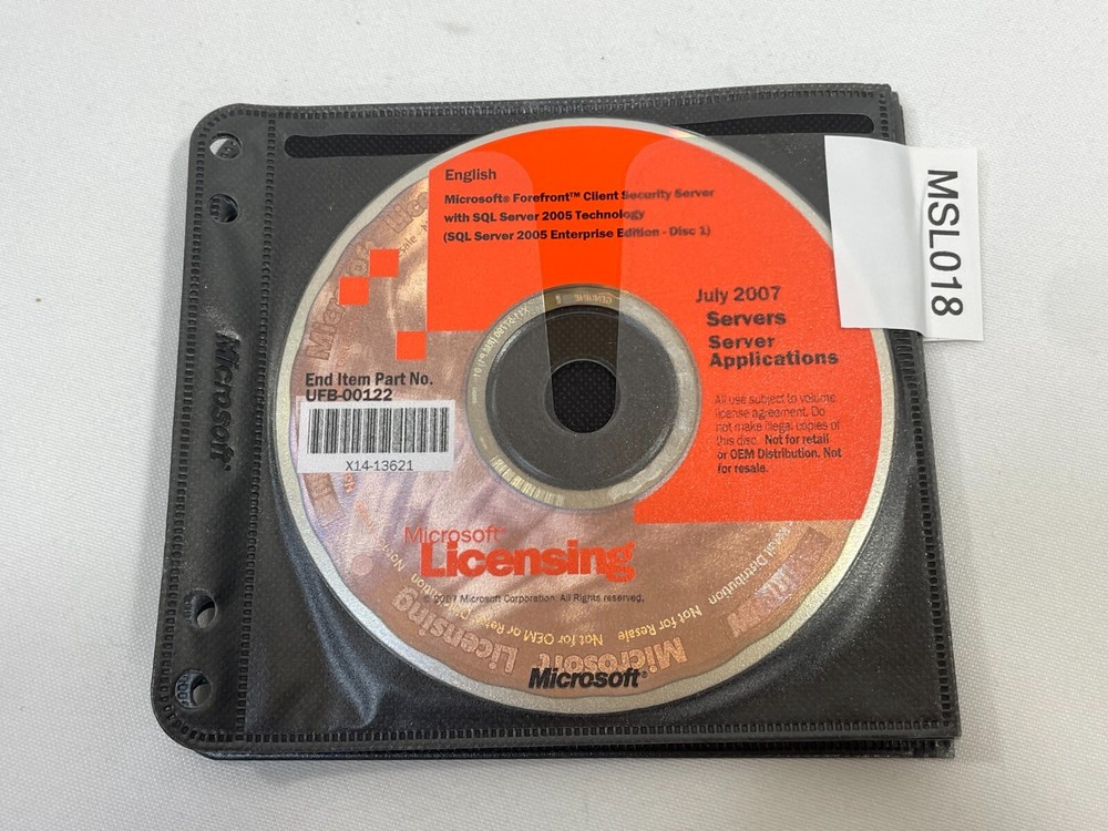 Microsoft Forefront Client Security Server w/ SQL Server 2005 Tech Windows DVD