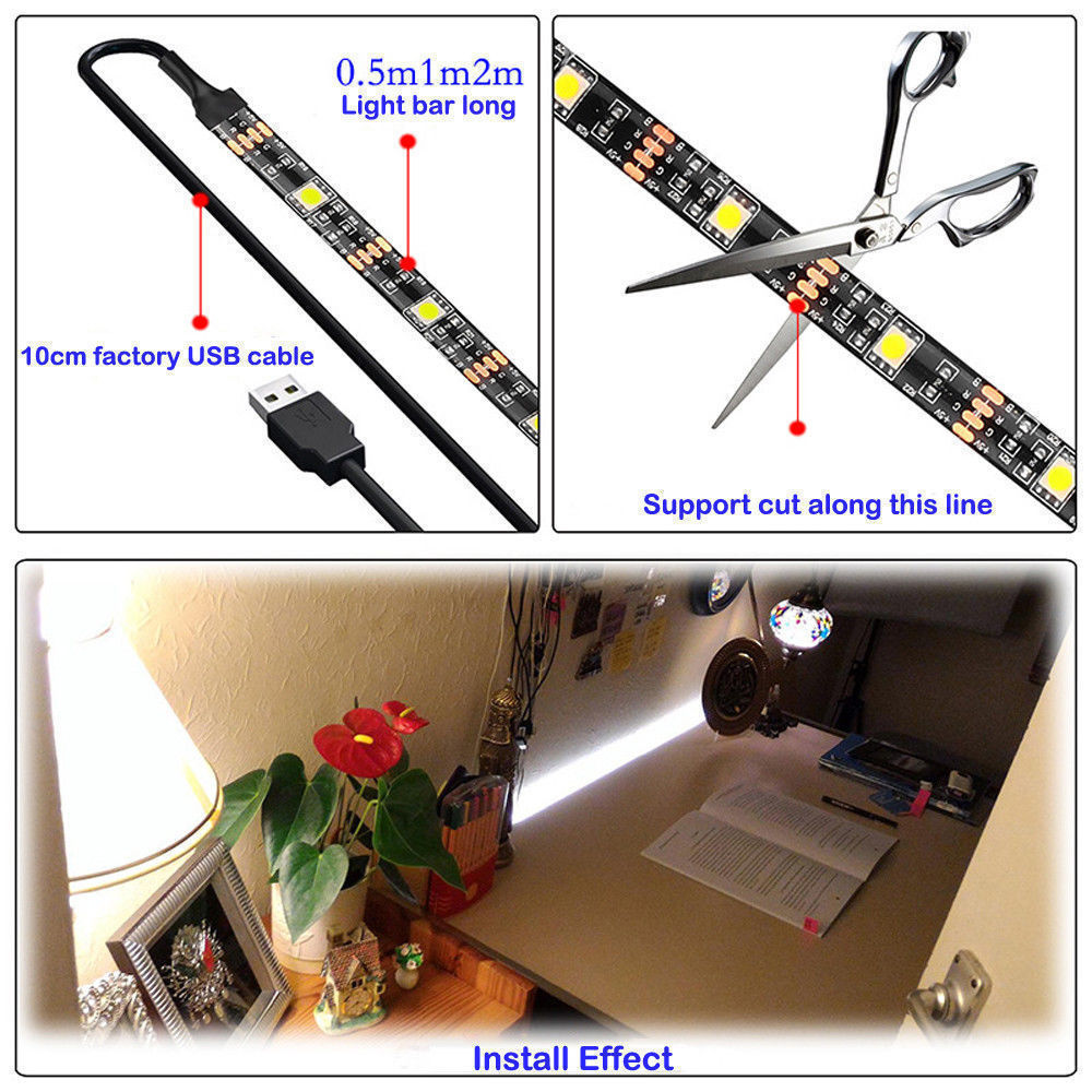 USB Powered Computer TV Backlight Kit RGB 5050 LED Light Strip Colour Change
