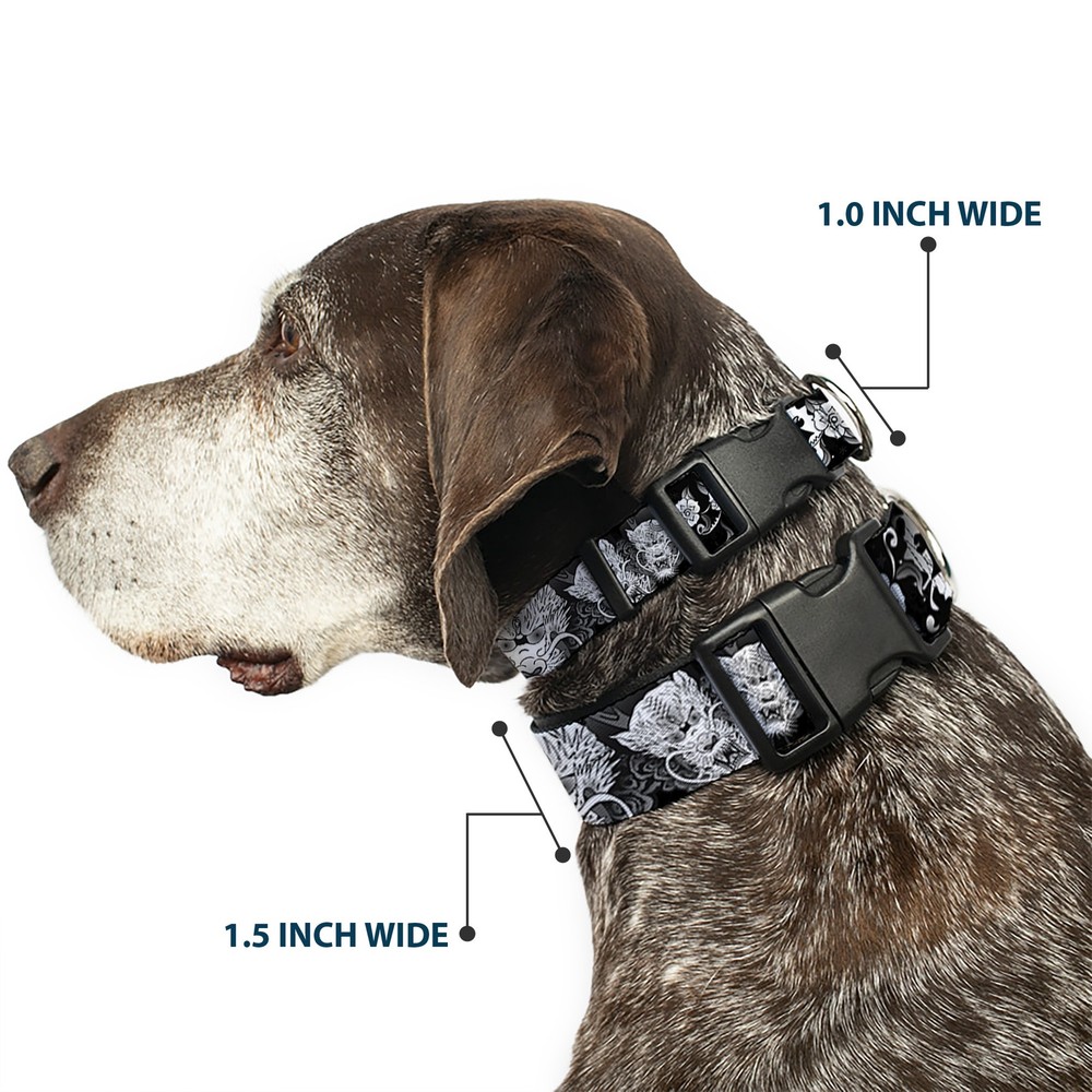 Plastic Clip Collar Honor Black/White Large 15-24"