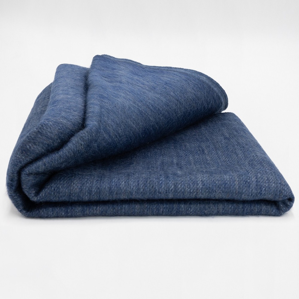 DOUBLE DENSITY ALPACA WOOL BLANKET THROW | QUEEN SIZE | SOFT&WARM – INDIGO BLUE