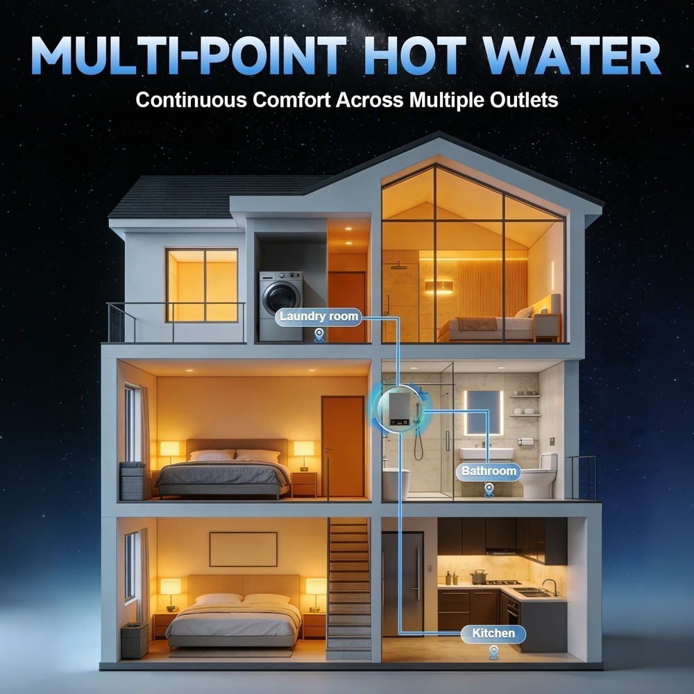 80,000 BTU Constant Propane Tankless Water Heater 3.6GPM 110V Digital Display