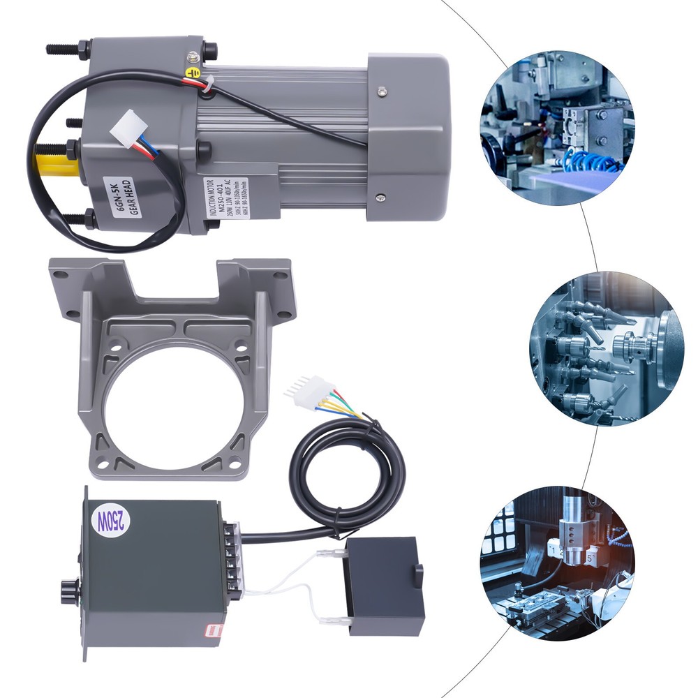 250W 110V AC Gear Motor with Variable Speed Controller and Bracket Single Phase