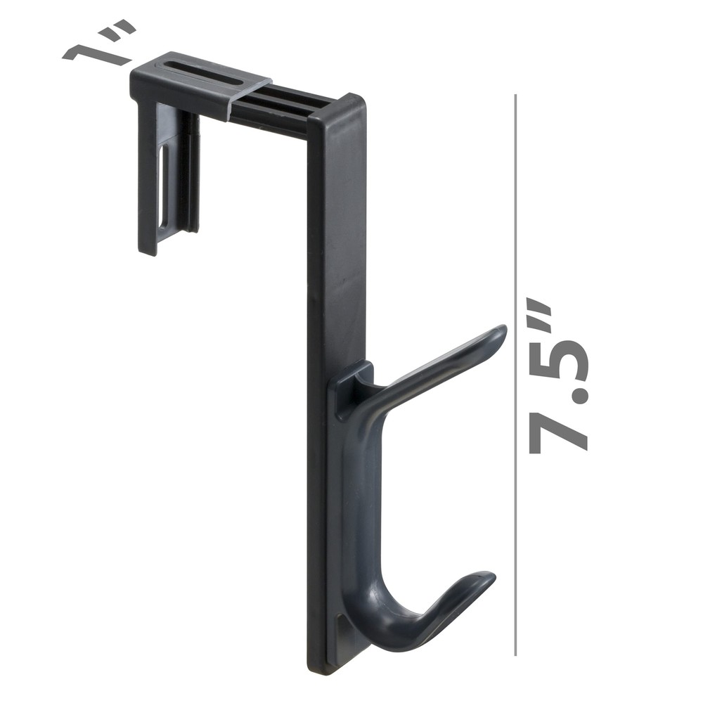 Adjustable Double Coat Hooks 2-Pack Cubicle Panels Durable Black Finish