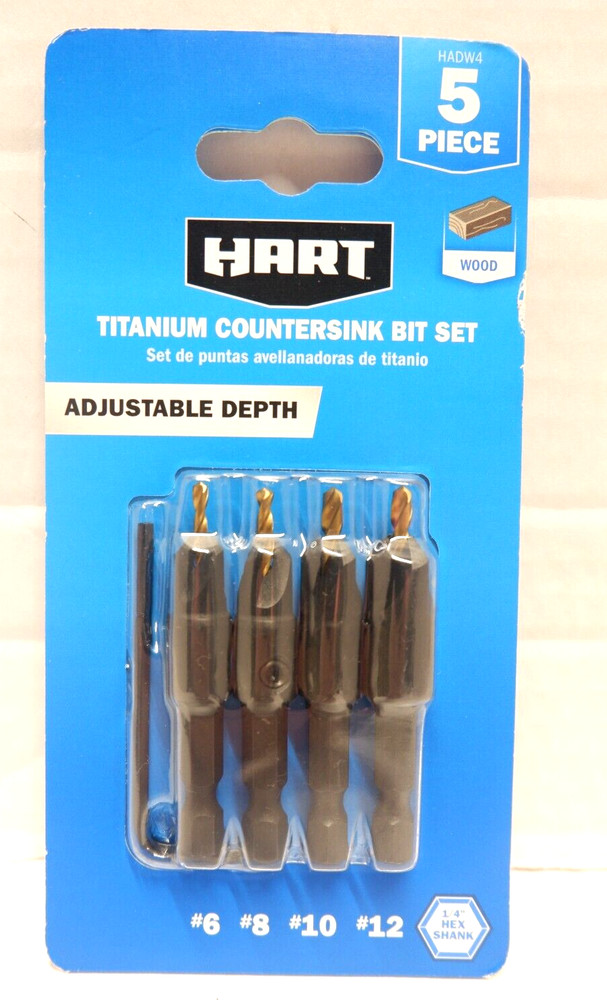 HART 5-Piece Assorted Titanium Countersink Bit Set