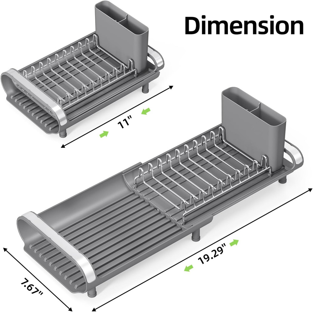 Small Dish Drying Rack, Mini Expandable Compact Dish Rack, Slim Extendable Stain