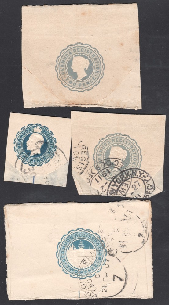 Bermuda QV KEVII KGV Registered Envelope Remnants