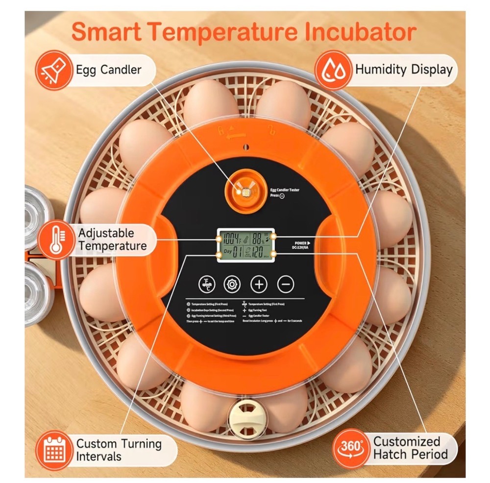 18 Egg Incubators For Hatching Eggs Auto Egg Turning & Humidity Control