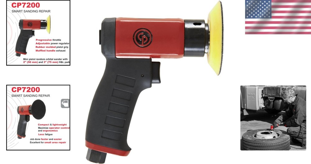 Chicago Pneumatic CP7200 Mini Random Orbital Sander - Air-Powered Precision Tool