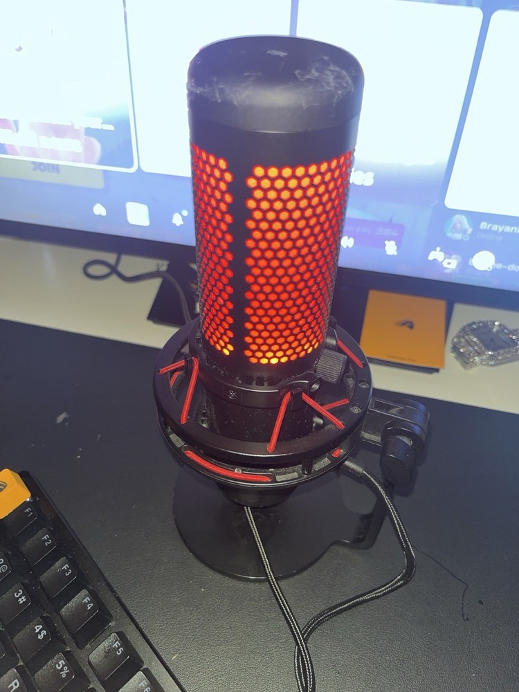 HyperX QuadCast USB Microphone Mute Button Back-Lit Black Red Freestanding