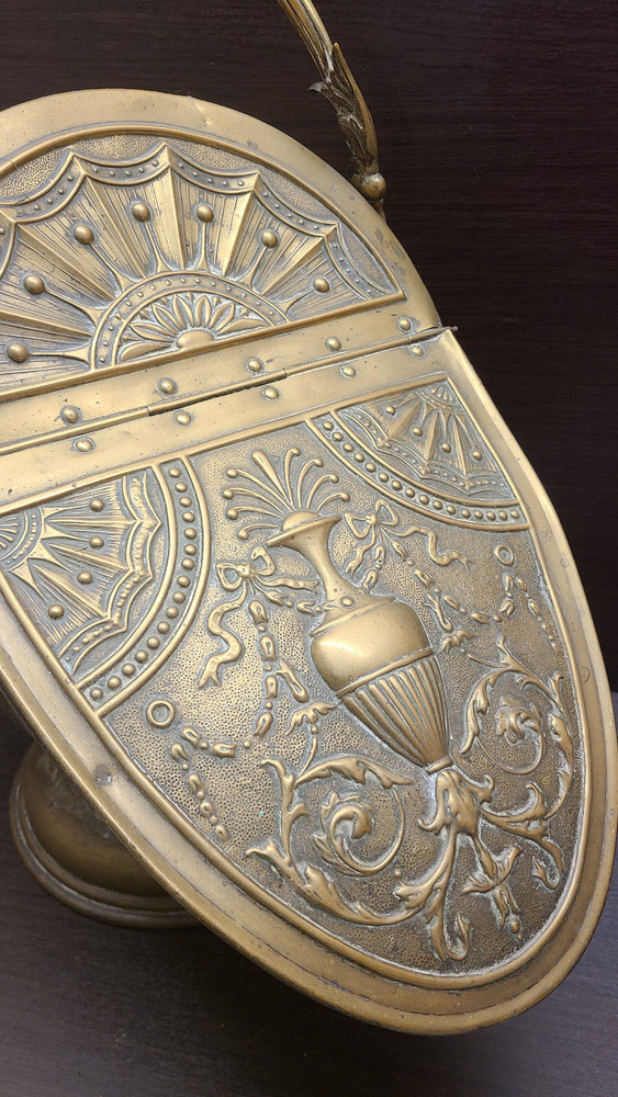Victorian Brass Helmet Coal Scuttle - Coal Bucket