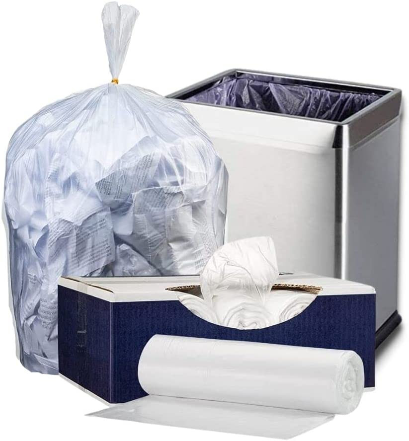 7-10 Gallon Trash Bags │ 6 Microns │ Clear Garbage Can High Density Liners │ 24"