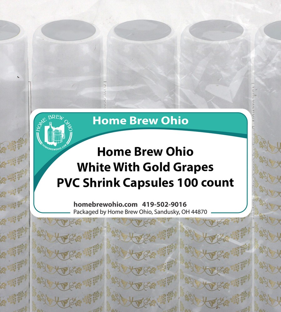 Home Brew Ohio White With Gold Grapes PVC Shrink Capsules 100 count