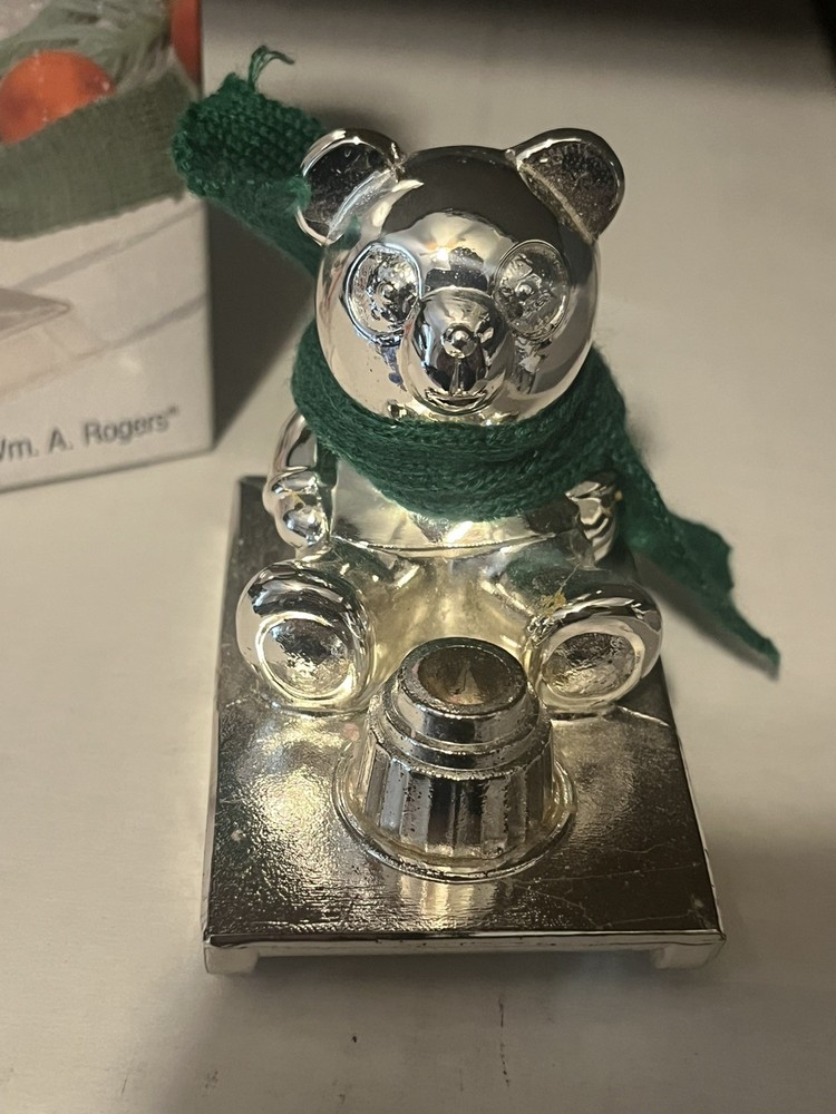 Wm. A. Rogers Silverplate Panda Light Candle Holder, original box.