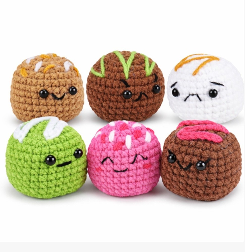 Chocolate Crochet Kit 6 Pack for Beginners Amigurumi DIY Set with Video Tutorial