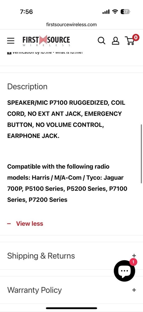 SPEAKER/MIC P7100 RUGGEDIZED *FREE SHIPPING*