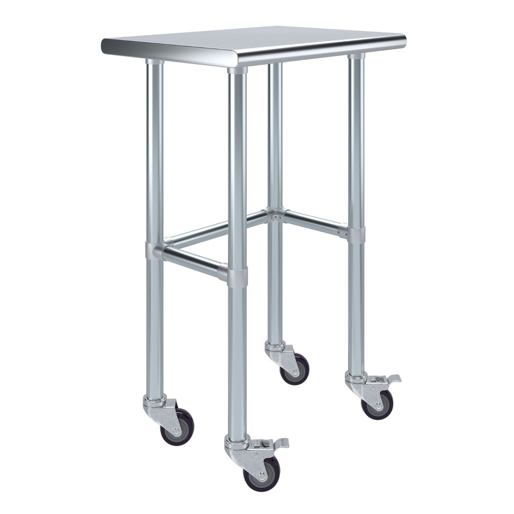 Heavy Duty Stainless Steel Work Table Open Base & Casters