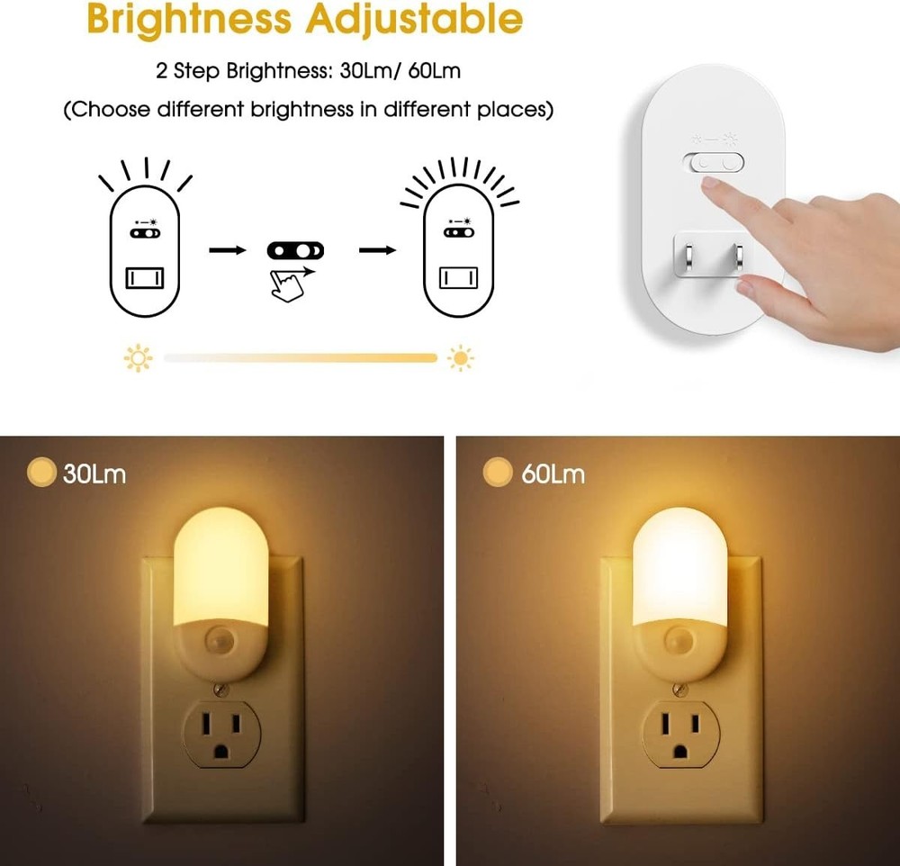 Adjustable Brightness LED Night Lights [2 Pack] - Energy Efficient & Reliable