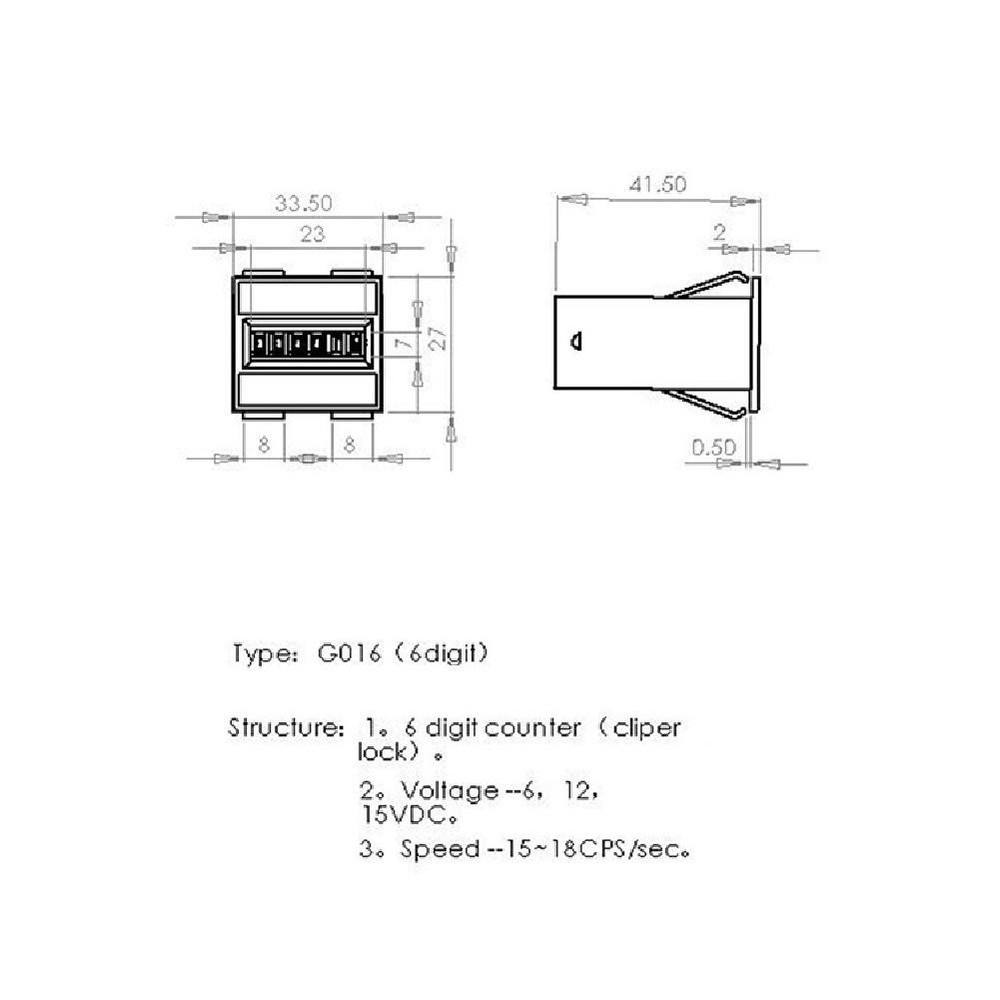 12V DC 6 Digit Impulse Counter Mechanical Wire Leads Base VDC