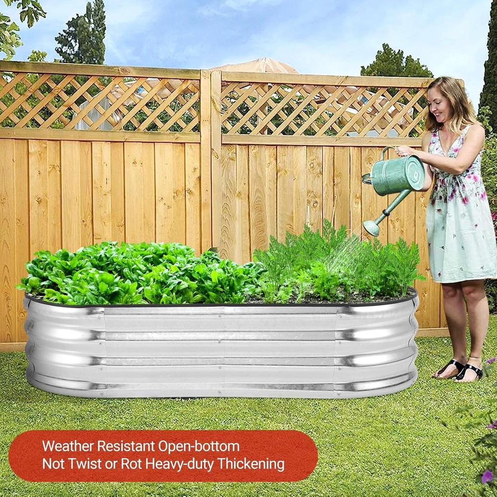 GRAVEE 2 Pack Galvanized Raised Garden Bed 4.5x2x1ft Planter Boxes Vegetables