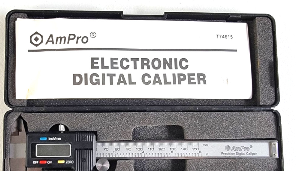 AmPro Precision Electronic Digital Caliper, 0 - 6" (0 - 150mm) Range, .0005"