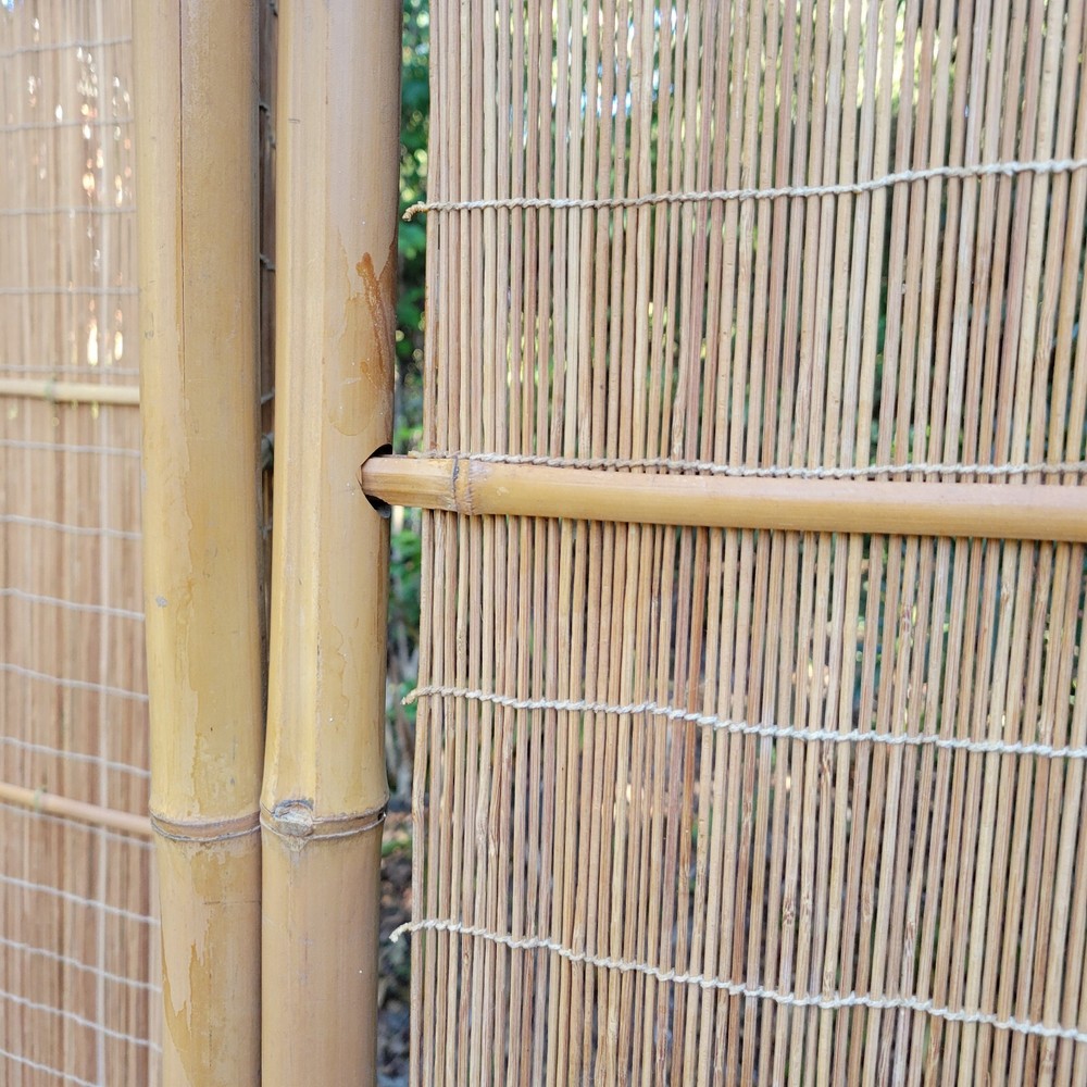 Vintage Mid Century Boho Bamboo Room Divider Screen 3 Panel Backdrop Prop