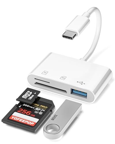 USB 3.0 Type C SD Card Reader Adapter, Compatible with iPhone & Android Devices