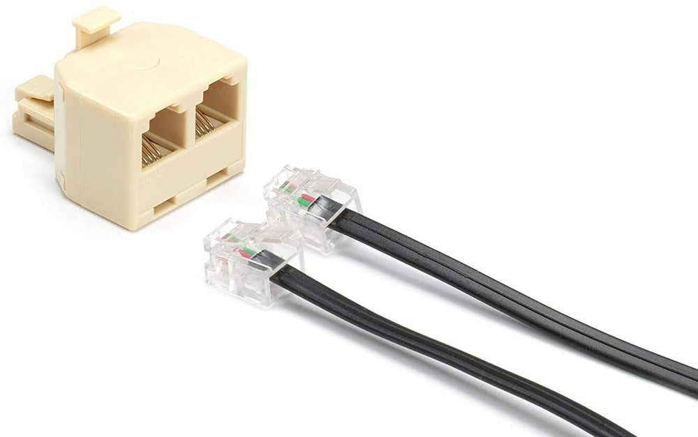 Duplex Modular Phone Wall Jack Adapter (IVORY) RJ11 - Splitter | Two Pack