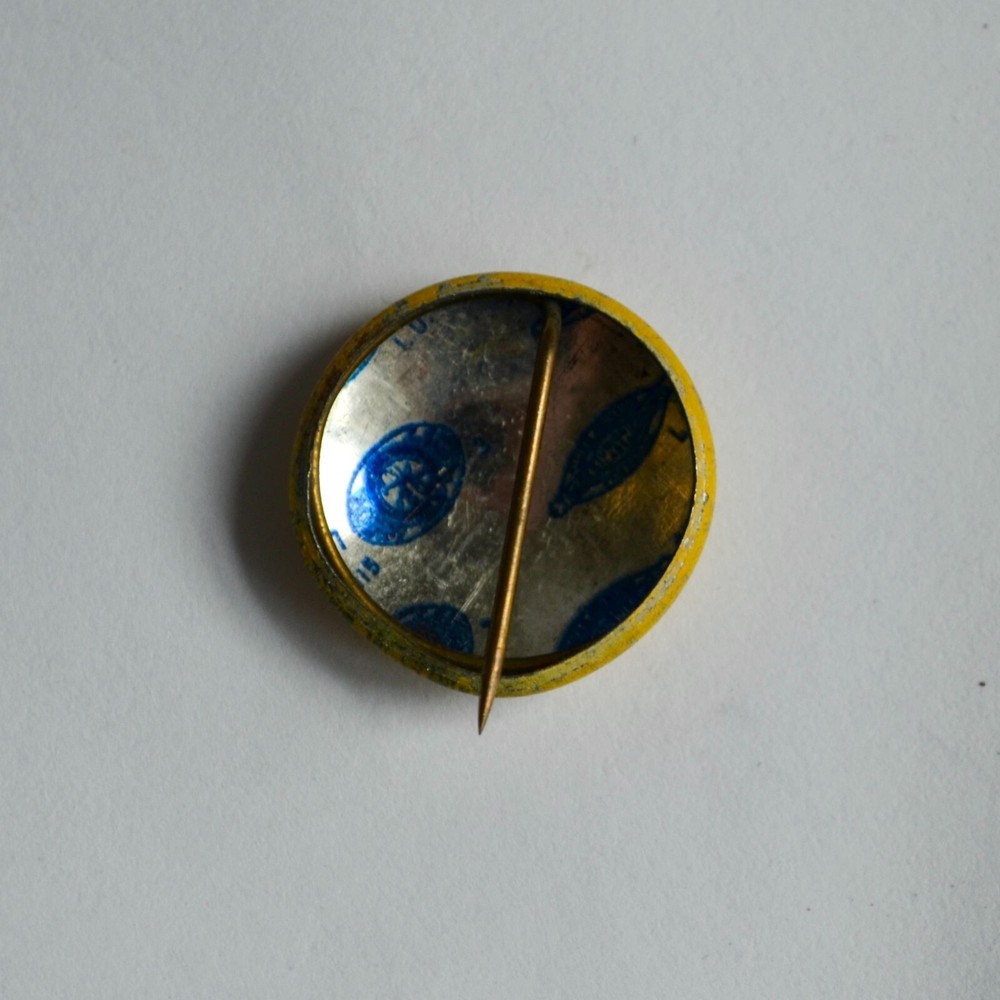 Vintage Pin Tiny Sure We Gave Community Fun Yellow Blue